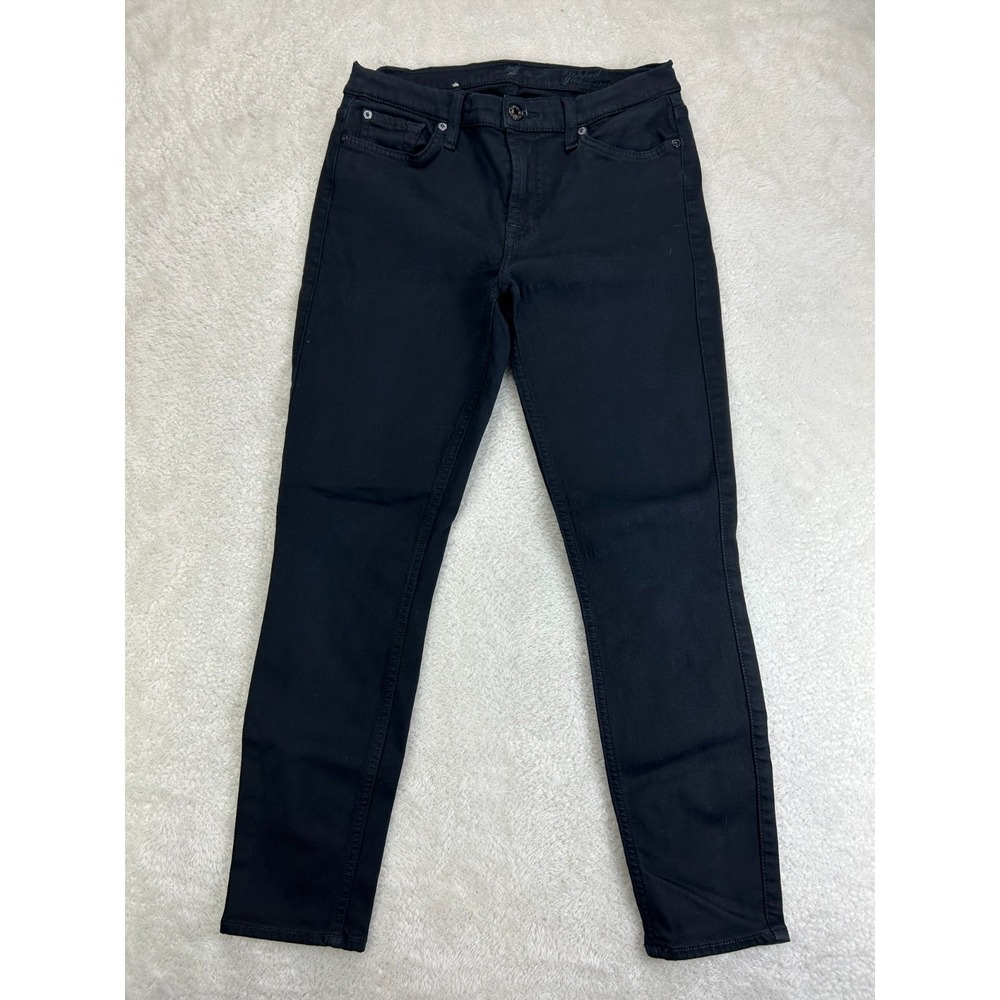 7 For All Mankind Givenever Cropped Jeans Womens 28 Black Denim Stretch Mid Rise